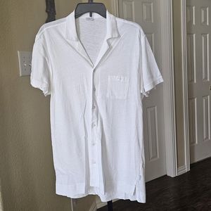 Danward White Button Down Men’s Shirt With Slits On Sides Size M Made In Italy